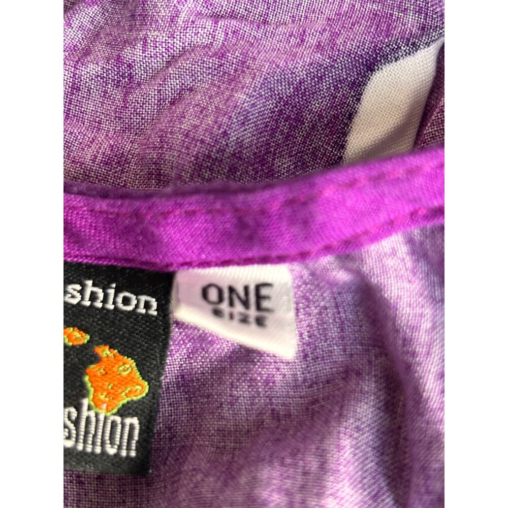 Vintage Purple Hawaiian Plumeria Floral Maxi Dress One Size Rayon Tropical Luau - Picture 8 of 11